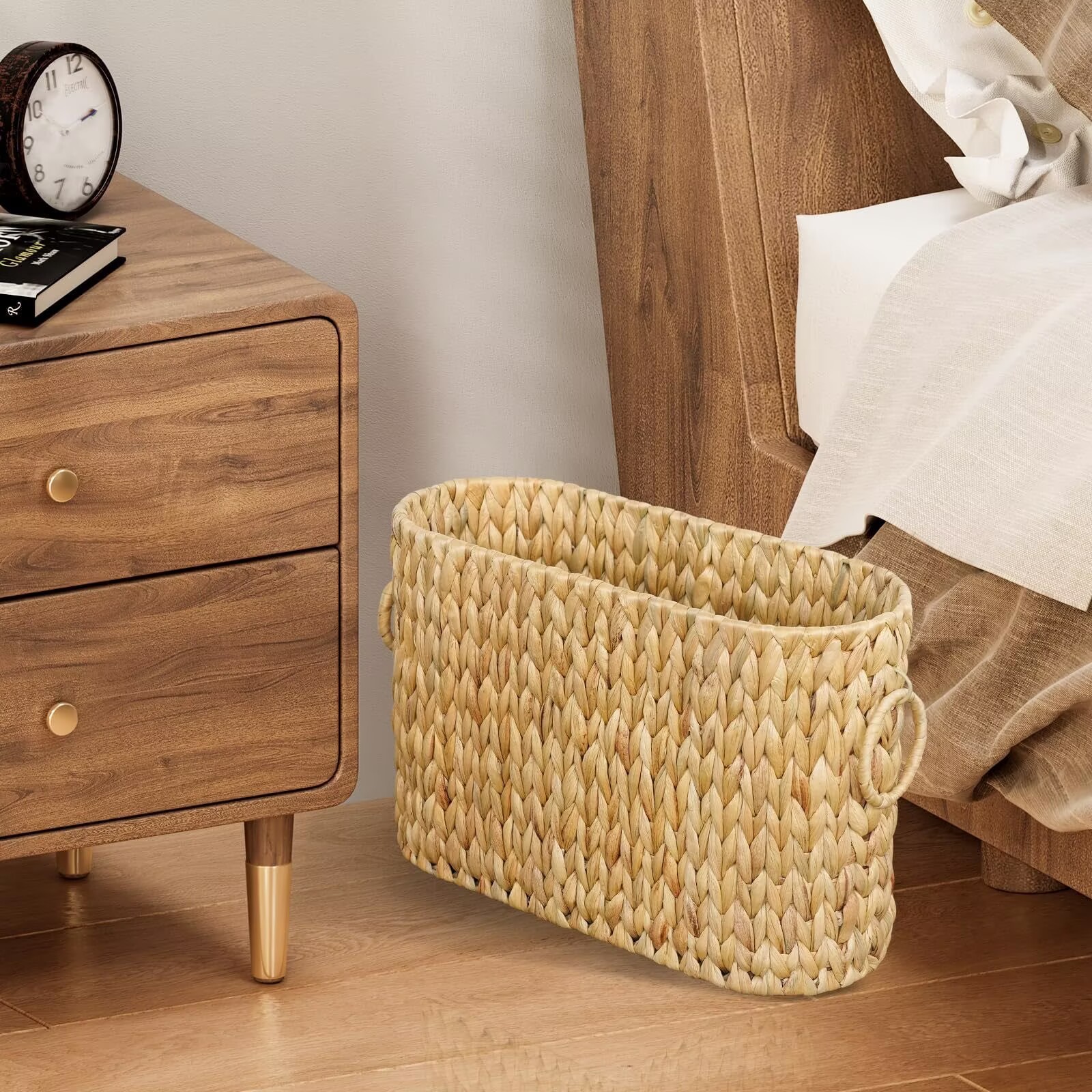 Cesta de almacenamiento para artículos diversos y refrigerios, cesta portátil, cesta de almacenamiento para sala de estar, cesta de almacenamiento tejida de hierba de calabaza.