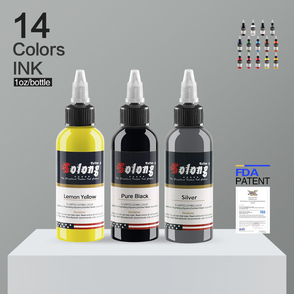 14 colores de tinta de tatuaje conjunto de 30ml CE certificación transfronteriza tinta de tatuaje coloreado completo