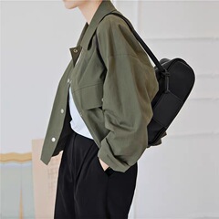 春と秋の新型デザイン感小衆港風レトロchiカジュアル工装ジャケット上着ショートコート女性ins潮