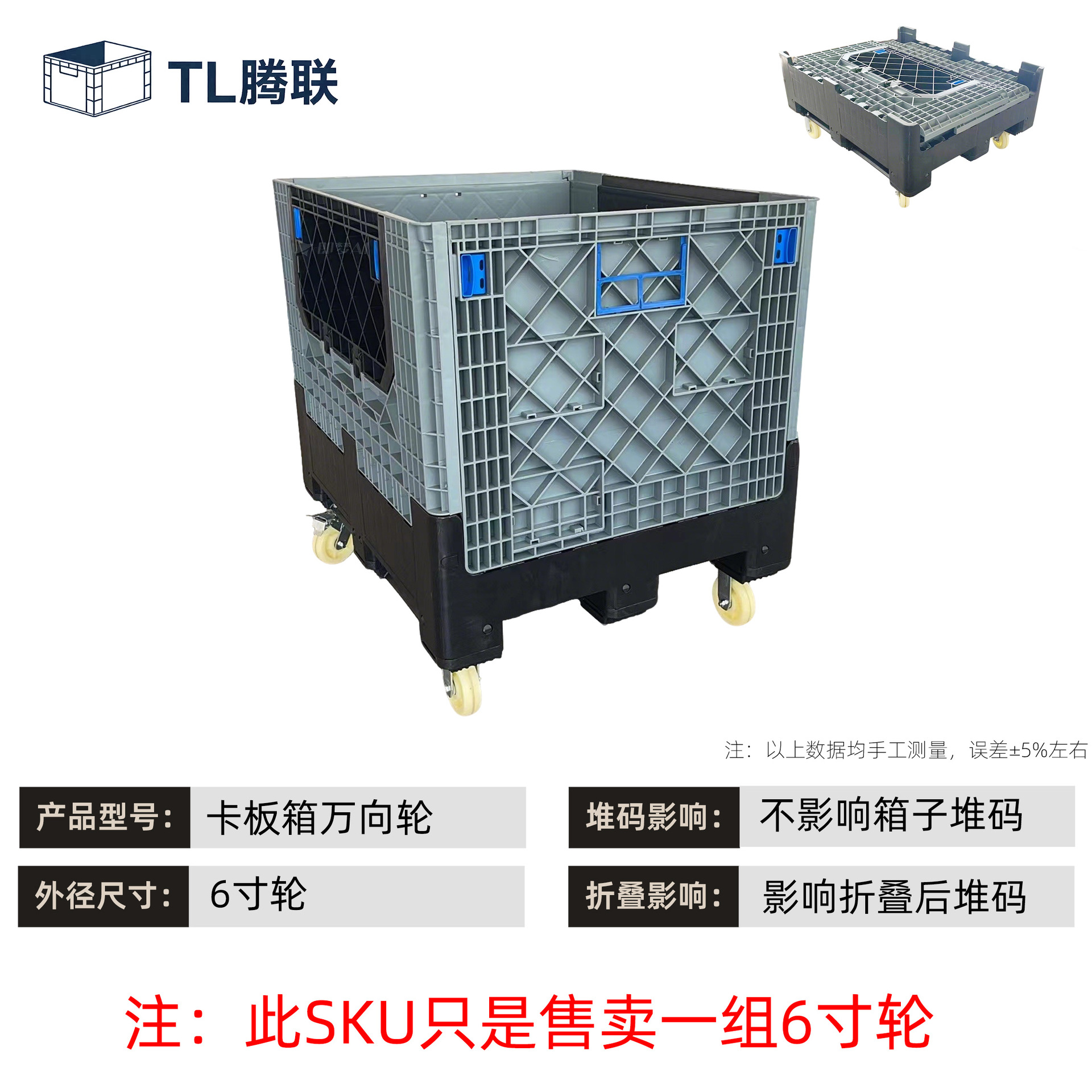 Gran caja de rotación de plástico de carretilla elevadora, caja de cartón de puerta lateral abierta, caja de cartón plegable de logística de transporte industrial de automóviles