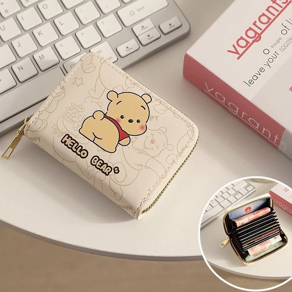 Cartoon card holder, capacious shoulder bag, ultra thin small cute wallet for driver's license