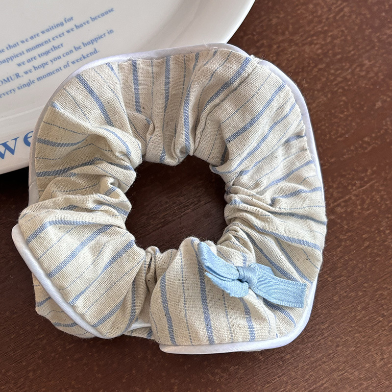 Blue Ballet Style Hair Scrunchie With Bowknot Hair Accessory_voghion.com