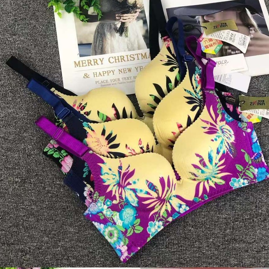 Cruzar la frontera del sudeste de Asia estilo japonés estilo francés cómodo push up francés triángulo taza de ropa interior sin costuras sujetador delgado de las mujeres sin anillo de acero