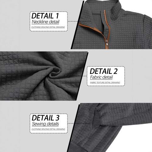 Elegant European and American Leisure Sports Hoodie with Floral Small Square Stand Collar Half Zip Honeycomb Men's Top