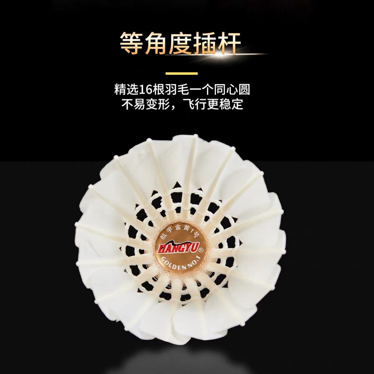 Hangyu Badminton Golden No. 1 Gold Pack of 12, Durable and Not Easy to Rot, Indoor and Outdoor Training Professional Competition Balls