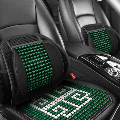 breathable backrest cushion, seat lumbar support, Waist support - winged-wood-bead-lumbar-support-square-cushion-emerald-green-strong-support-breathable-waist-support