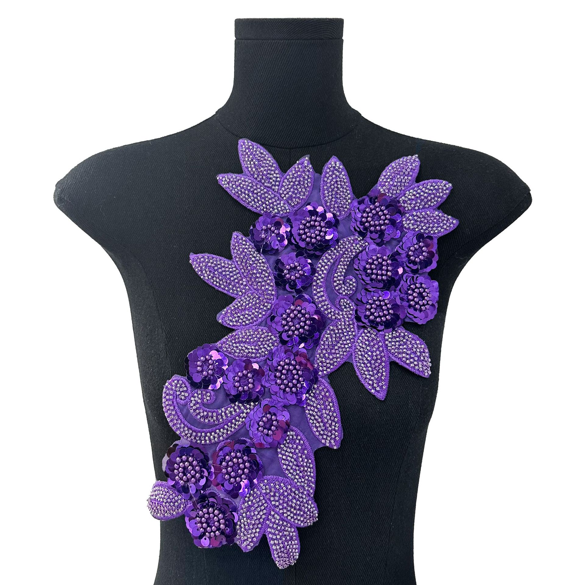 Nuevo transfronterizo de la industria pesada clavos cuentas cuentas sequillas flor tridimensional encaje vestido de boda vestido vestido de rendimiento vestido pegatinas de flores