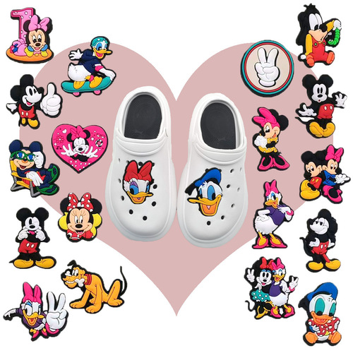 Adorable cartoon Mickey and Minnie, various styles of DIY hole-toe shoes, flower shoe clips, best-selling decorative buttons