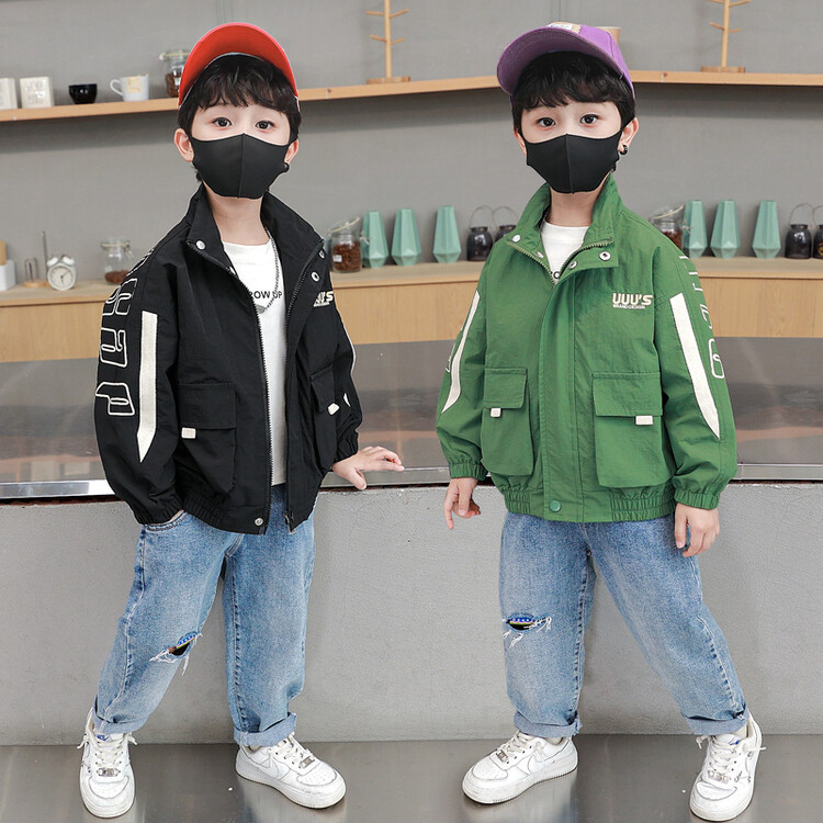 Sprint Suit 2023 Spring and Autumn New Children's Standing Neck Windbreaker Boys' Handsome Versatile_voghion.com