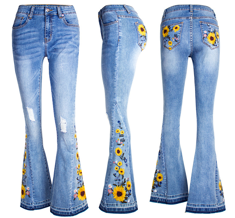 Vêtements pour femmes broderie 3D tridimensionnelle jeans pour femmes pantalons une pièce livraison directe_voghion.com