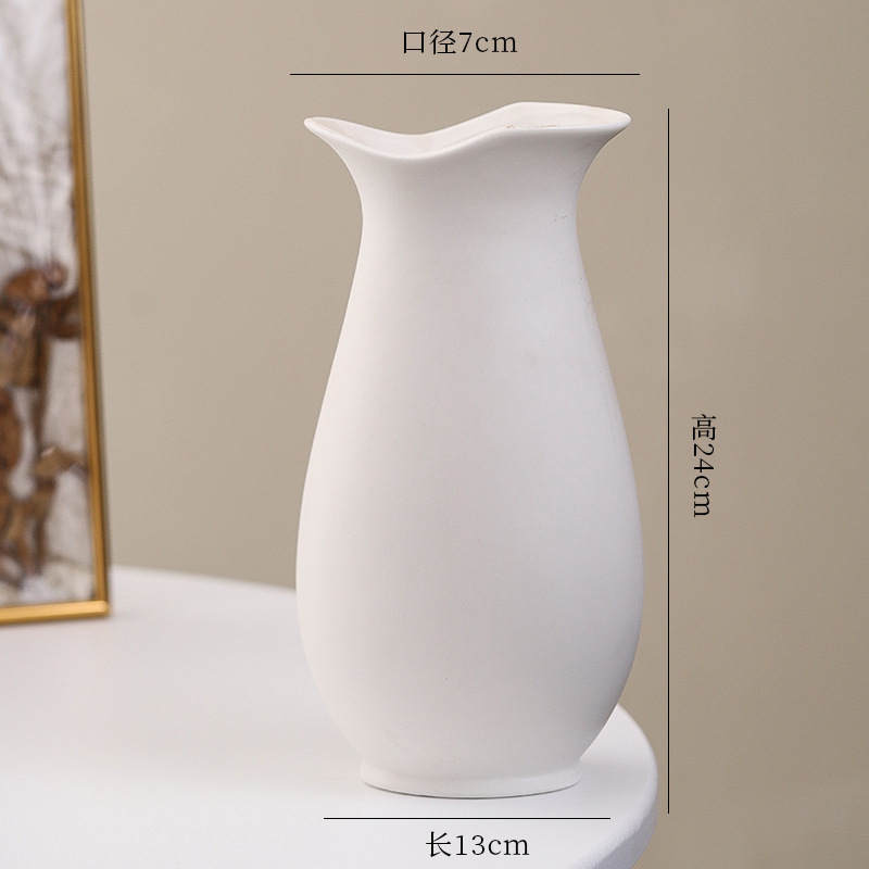 シンプルな現代の満天星陶磁器の花瓶の置物の客間の白い磁器の小さい清新な乾いた花の生け花の創意の陶磁器の花器|undefined