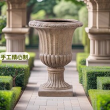商场时尚喷泉罗马落地花盆户外园林景观花瓶组合花器花缸摆