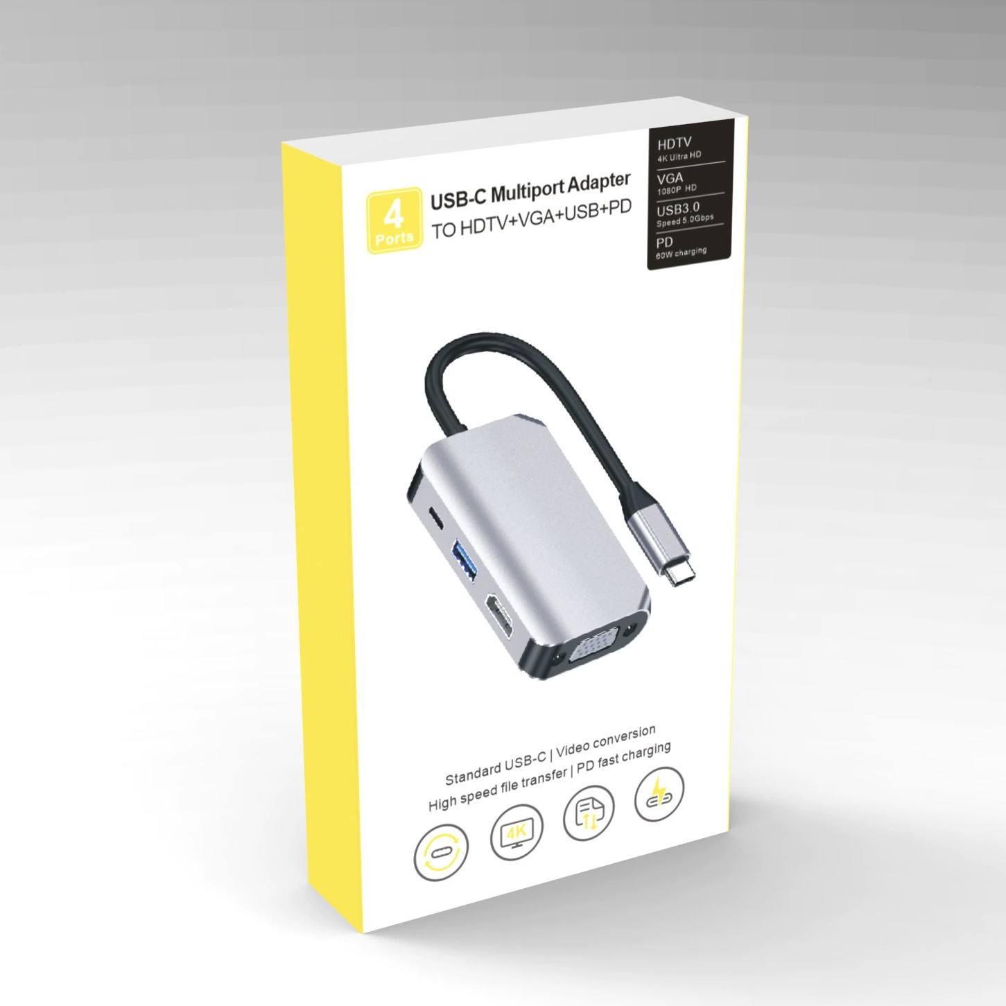 Граница торговли док-станция Type-C расширяет USB до HDMI VGA HUB многофункциональная проводная