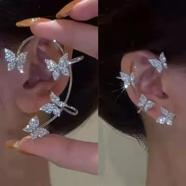 Korean Dongdaemun Butterfly Ear Cuffs and Ear Clips, Non-Pierced, High-End Star Tassel Snowflake 2025 Niche Wholesale