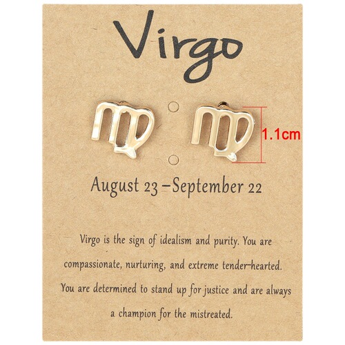 European and American cross-border exclusive 12 zodiac sign earrings wholesale Amazon wish brown zodiac card earrings