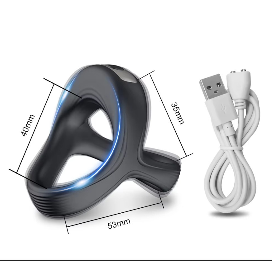 Vibrating Silicone Double Penis Ring with 10 Vibration Modes for Delayed Climax — detail image 8