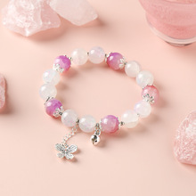 中式樱花冰裂珠水晶手串弹力绳森系蝴蝶超仙手链轻奢高级感手饰女