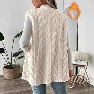 2025 New Cross-Border Women's Casual Vest Teddy Bear Jacket Women's Elegant Style Imitation Fur Jacket