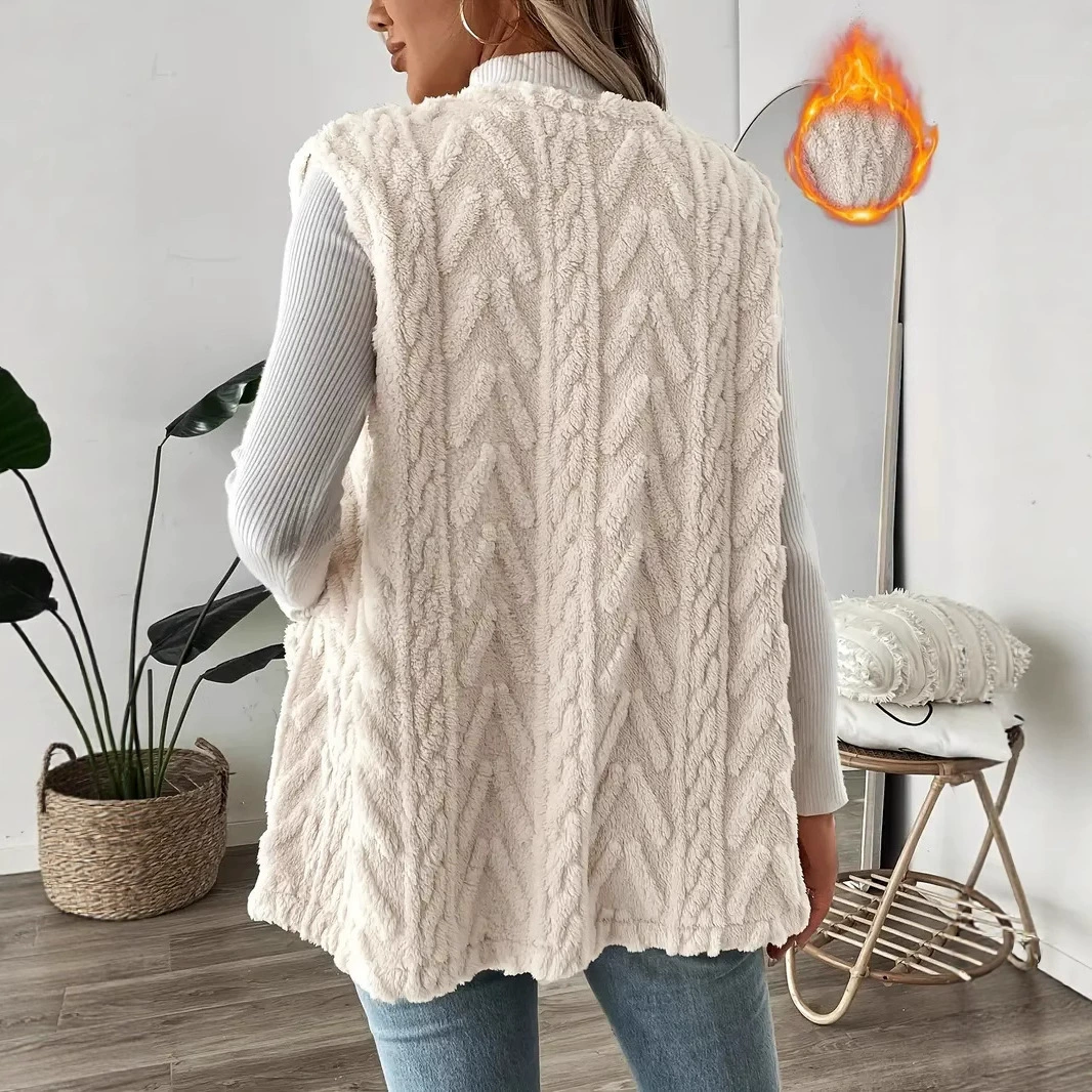 2025 новый женский повседневный жилет с плюшевым мишкой, элегантная куртка из искусственного меха для женщин