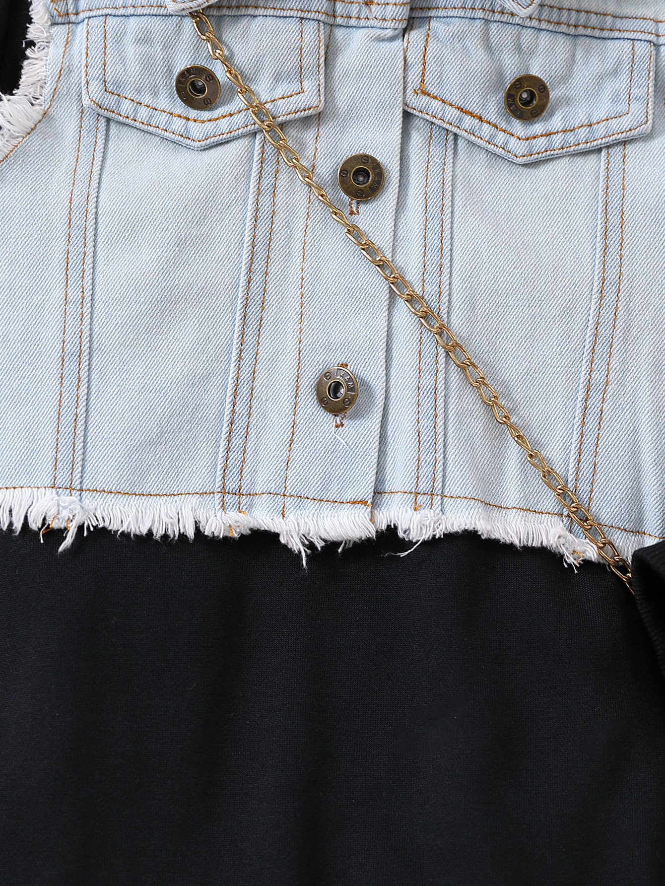 Set copii cu rochie hanorac și vestă din denim elegant_voghion.com