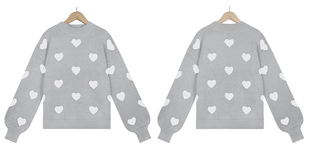 Love print Pullover loose long sleeve Knit Sweater NSWJY137239