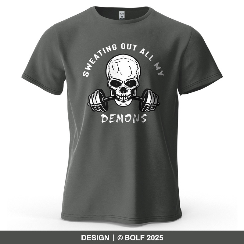 Fitness Skull Motivation Printed Men's T-Shirt Cotton Gym Graphic t Cross-Border Trendy Brand