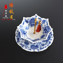 跨境青花瓷雨伞茶漏过滤网茶道配件茶叶茶渣过滤器桌面转转乐摆件