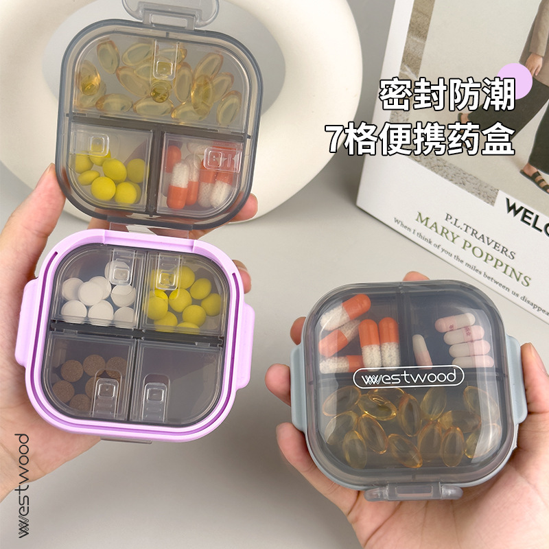 携帯用7日間の光を避ける薬の箱は密封して防湿の7格の小さい薬の箱を密封します。|undefined