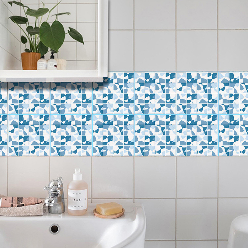 Retro Blue Pattern Lattice Tile Renovation Stickers display picture 3