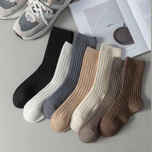 Heavy industry cityboy Japanese solid color thick thread knitted men's socks mid-length socks ins trendy retro all-match pile socks