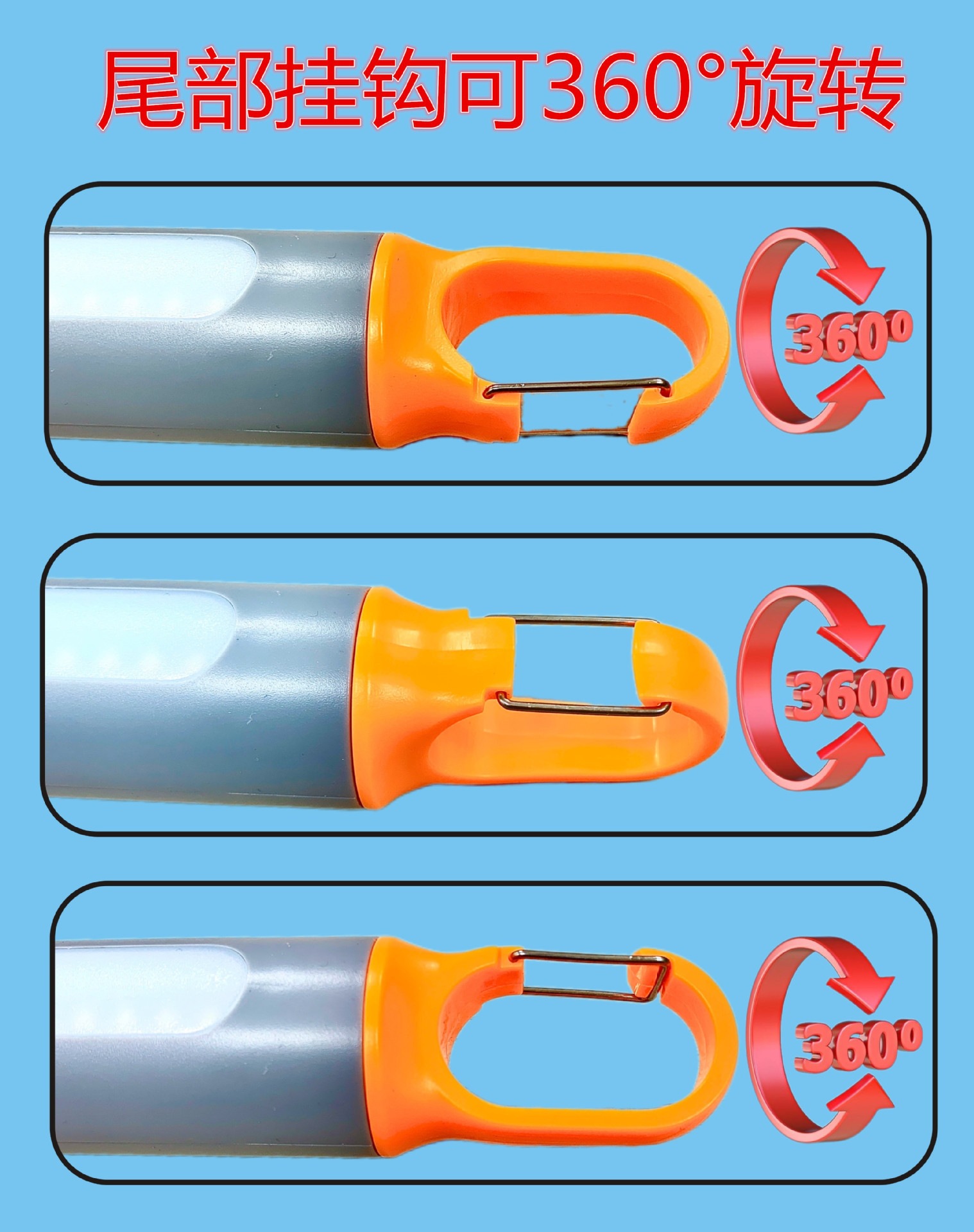 Cross-Border Led Flashlight with Strong Light, Outdoor Rechargeable, Ultra-Bright, USB Retractable Focus Adjustment, Emergency Household Hook Camping Light