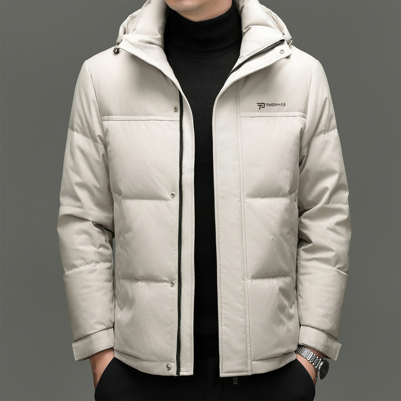 Tommy down Jacket Men's High-End Winter Thickeneded White Duck down Middle-Aged Warm Hooded Removable Casual Jacket for Men