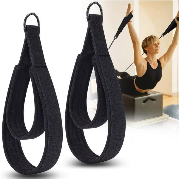 Cross-Border In-Stock Yoga Pilates Double Ring Straps, Fitness Foot Straps, Core Bed Pilates Equipment Accessories, Handle Straps