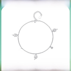 四葉草s925純銀腳鏈女鑲鋯學生網紅高級感簡約送女友生日禮品批發