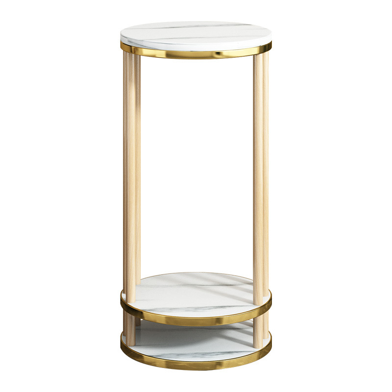Mesa de flores de madera maciza Nordic Light Luxury Marble floor-type rack de almacenamiento de múltiples capas balcón interior TV gabinete decoración flor rack image 6