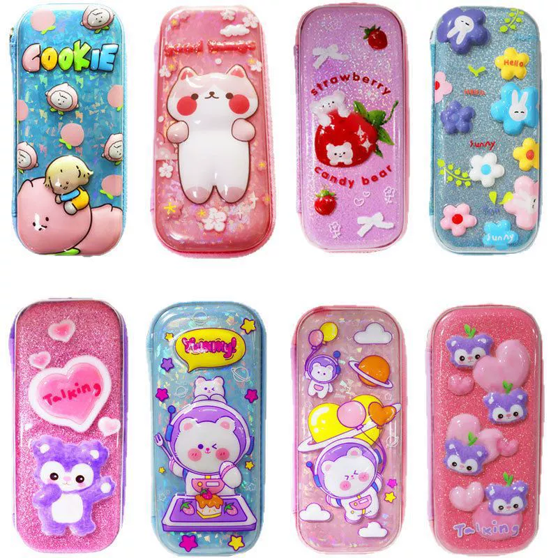 Cartoon three dimensional children's cute capacious pencil case for elementary school students for early age, in 3d format, Birthday gift