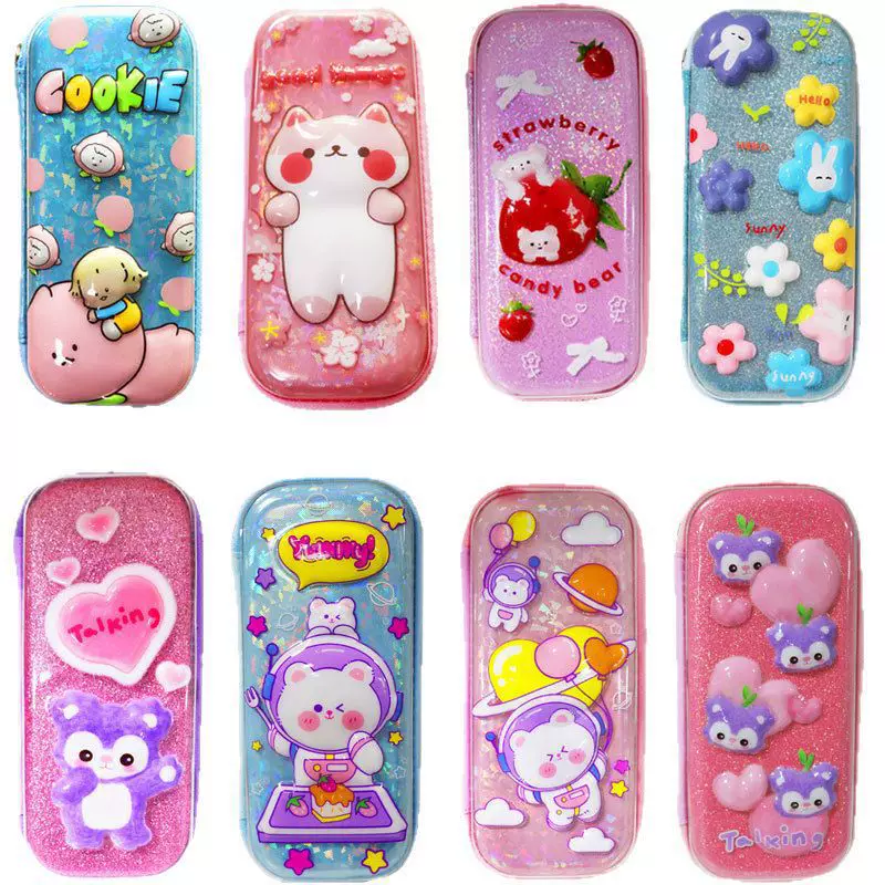 Cartoon three dimensional children's cute capacious pencil case for elementary school students for early age, in 3d format, Birthday gift