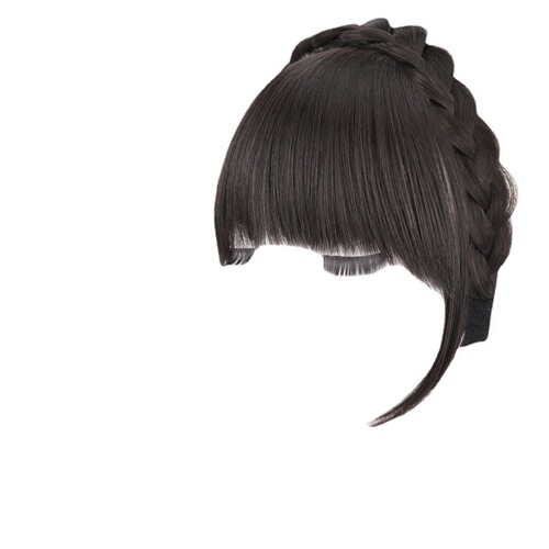 Air bangs wig for women, artificial hair to cover white hair, braided hairband, one-piece natural non-slip forehead fake bangs
