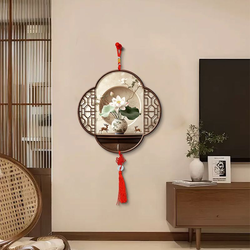 New Living Room Tv Wall Background Decorative Painting with Good Meaning, Restaurant Entrance Mural, Chinese Knot Tassel Hanging Painting for the New Year