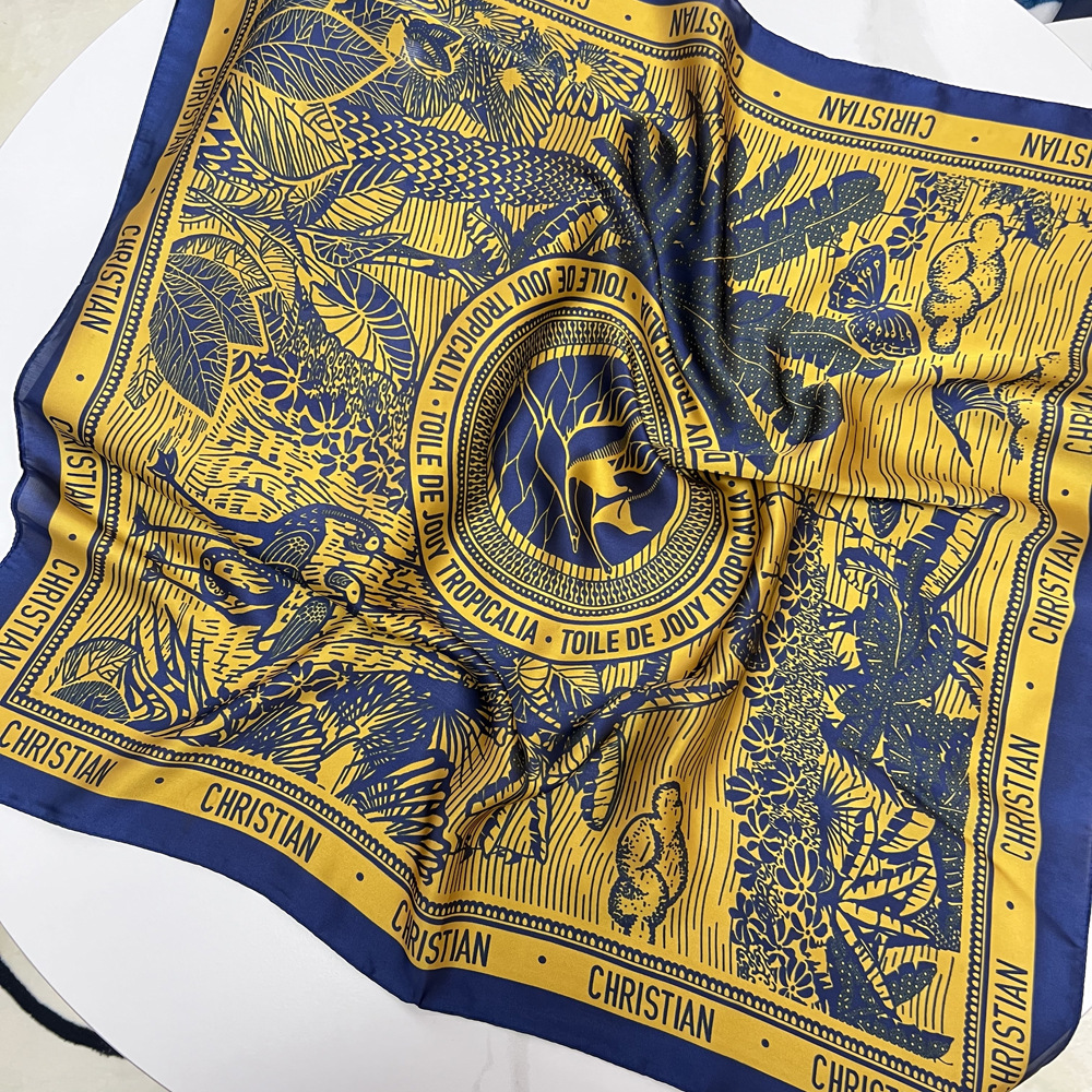 45g Weight Silk Scarf Classification Satin Material Summer Season Women'S Gender Women's Elegant Bird Satin Printing Scarves & Gloves 2