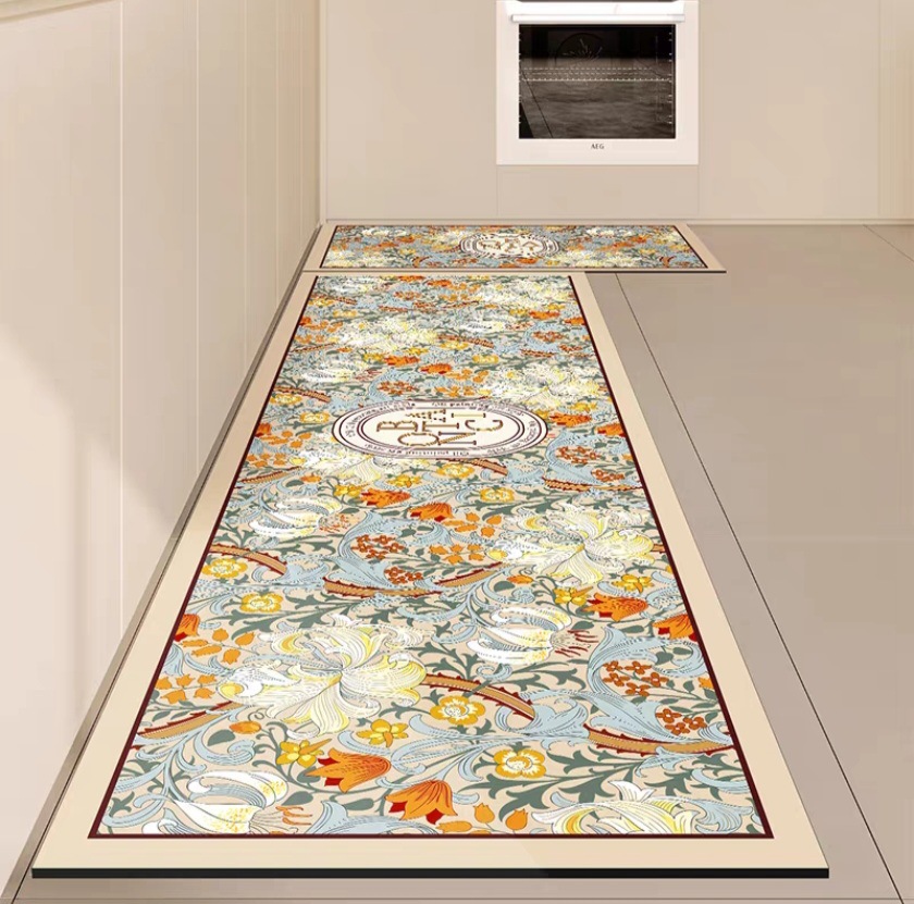 Cocina de estilo americano impermeable a prueba de aceite antideslizante resistente a las manchas alfombra de piso hogar lavable alfombra de cuero alfombra de la puerta