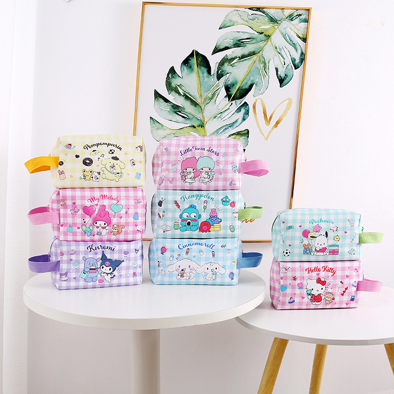 Cute Japanese cartoon polyurethane handheld cosmetic bag