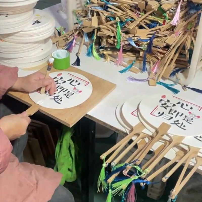 両面宣紙空白扇子 手描き中国画DIY 書道創作 古風長柄扇子紙扇DIY|undefined