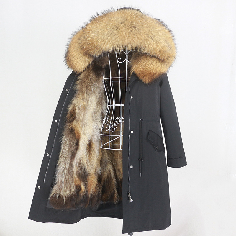 Pike Clothing Women's 24 Autumn and Winter New Detachable Raccoon Fur Liner Warm Coat High-end Fashion Fur Coat Women Pike Clothing Women's 24 Autumn and Winter New Detachable Raccoon Fur Liner Warm Coat High-end Fashion Fur Coat Women