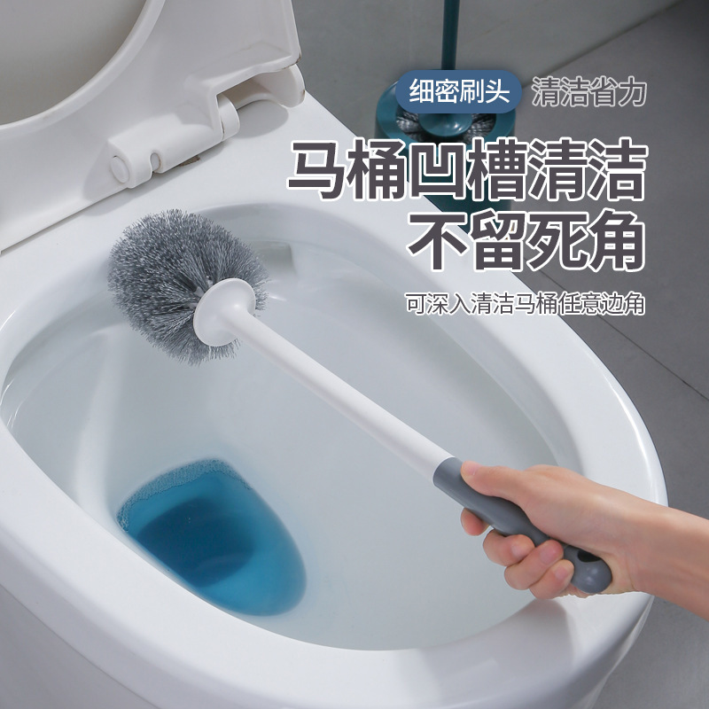 Toilet Brush Set for Home Use, No Dead Corners, with Base, Long Handle, for Cleaning Bathroom, Wall-Mounted Toilet Brush Set for Home Use, No Dead Corners, with Base, Long Handle, for Cleaning Bathroom, Wall-Mounted