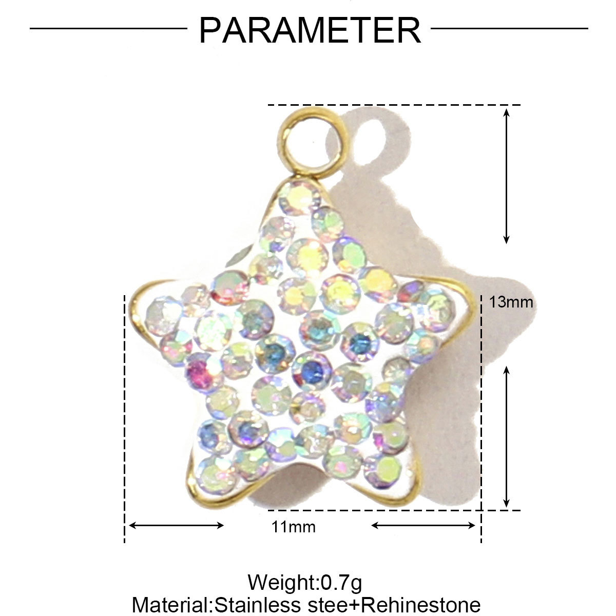 4g Weight Pendant Jewelry Making Type 5 PCS/Package Quantity 304 Stainless Steel Material Star Pattern Vacation, Classic Style Style Inlay Craft 5 PCS/Package Titanium Steel Star Pendant DIY Ornament Accessories 3