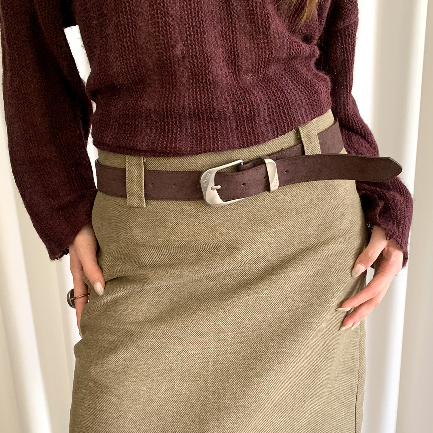 Retro suede universal belt, design jeans, high-quality style, trend of season
