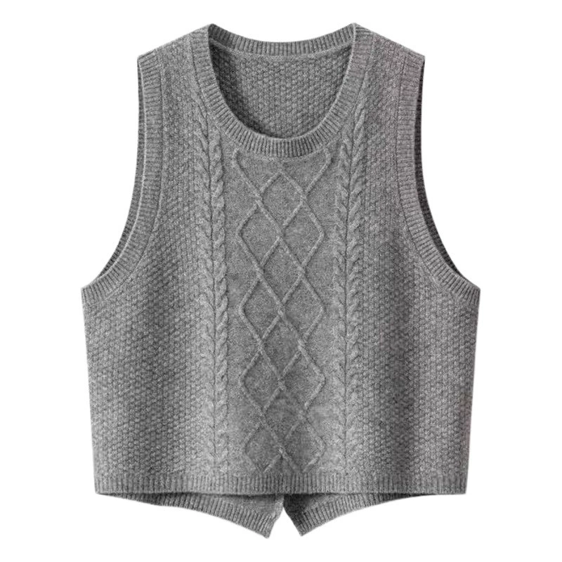Двухслойный толстый осенний и зимний 2024 новый шерстяной жилет женский складывание снаружи свободный сплошной трикотажный жилет