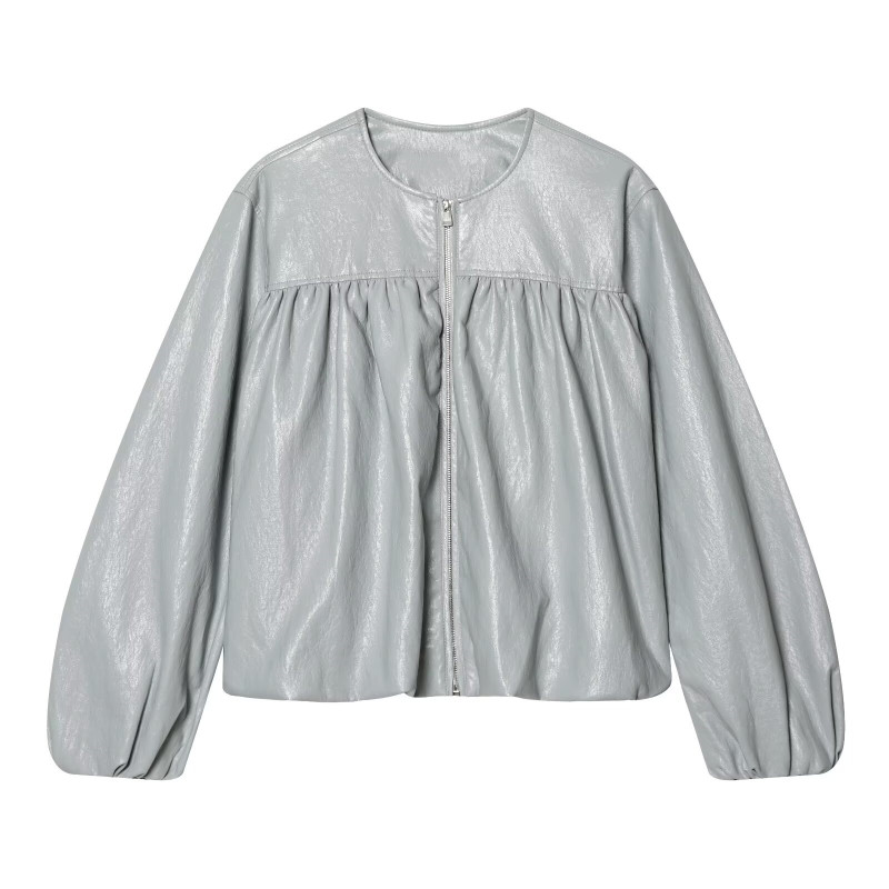 Taop&Za Women's Clothing 2026 Summer New Fashion Casual Imitation Leather Balloon Sleeve Jacket 3046053 Taop&Za Women's Clothing 2026 Summer New Fashion Casual Imitation Leather Balloon Sleeve Jacket 3046053