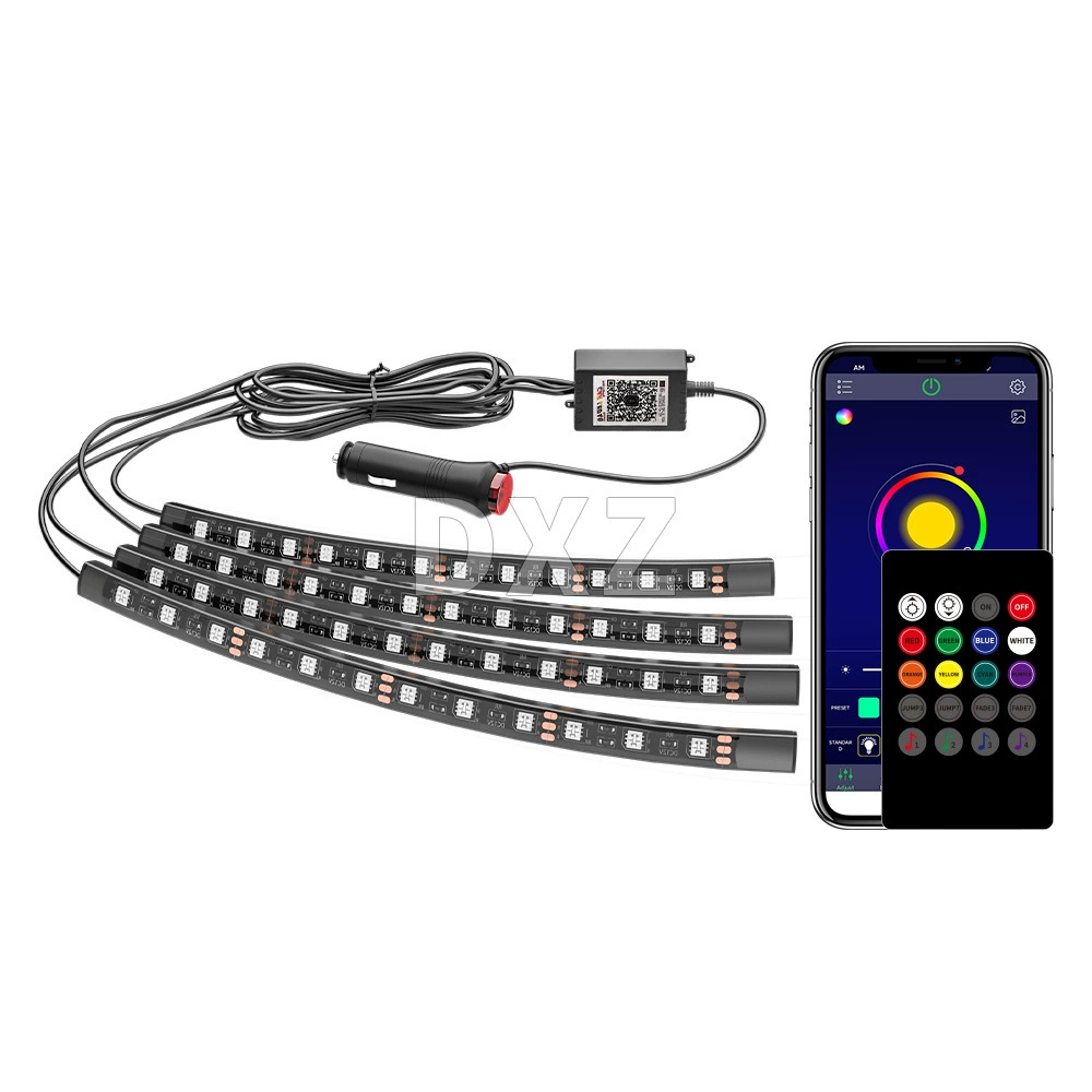 DXZ APP+wireless remote control atmosphere atmosphere light car LED interior light 48 light, one drag, four RGB foot lights